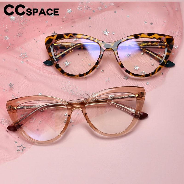 CCSpace Unisex Full Rim Square Cat Eye PC Eyeglasses 56638 Full Rim CCspace   