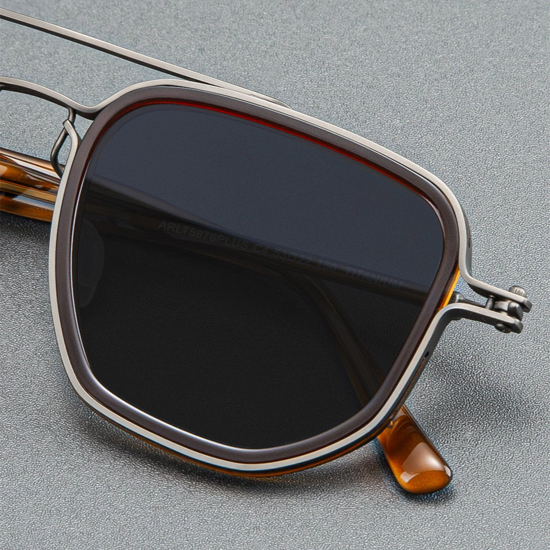Blackmask Unisex Full Rim Square Titanium Polarized Sunglasses BM-5876S