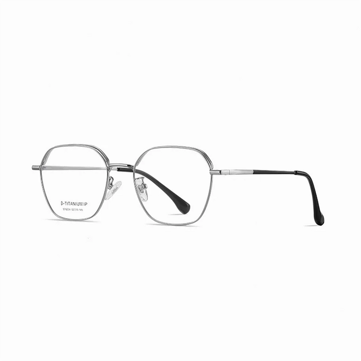 Ralferty Unisex Full Rim Polygon Titanium Eyeglasses R6224 Full Rim Ralferty C1 Silver CHINA 