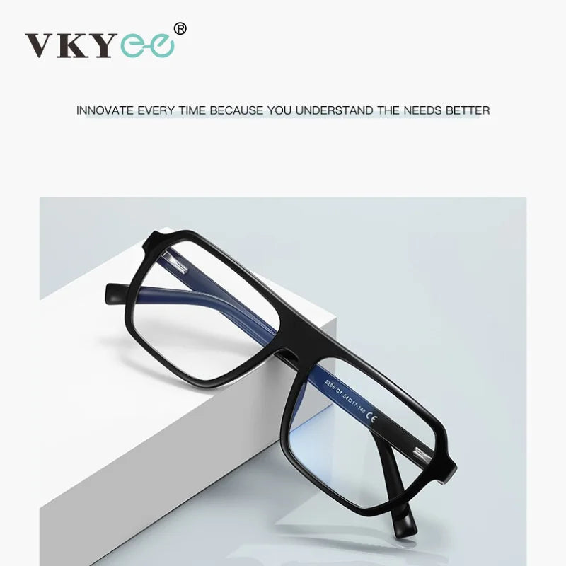 Vicky Unisex Full Rim Brow Line Square Blue Light Prescription Eyeglasses PFD2296 - view 2
