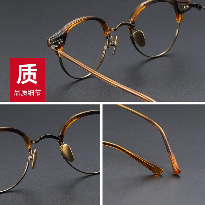 Bclear Unisex Full Rim Round Titanium Eyeglasses SM-V8264