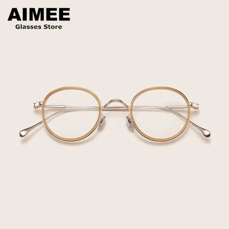 Aimee Unisex Full Rim Round Titanium Acetate Eyeglasses 14139 Full Rim Aimee   