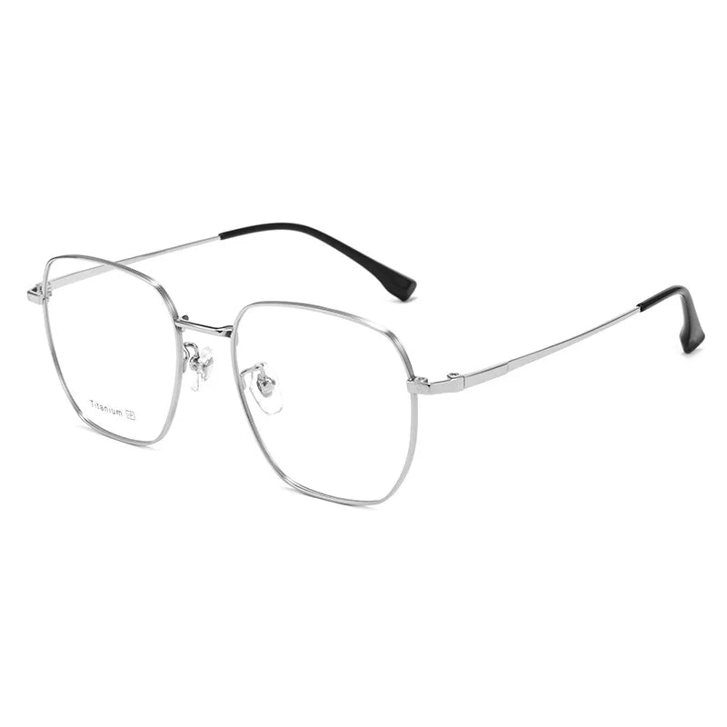 Yimaruili Unisex Full Rim Polygonal Pure Titanium Eyeglasses 88023X — view 7 | Yimaruili at FuzWeb