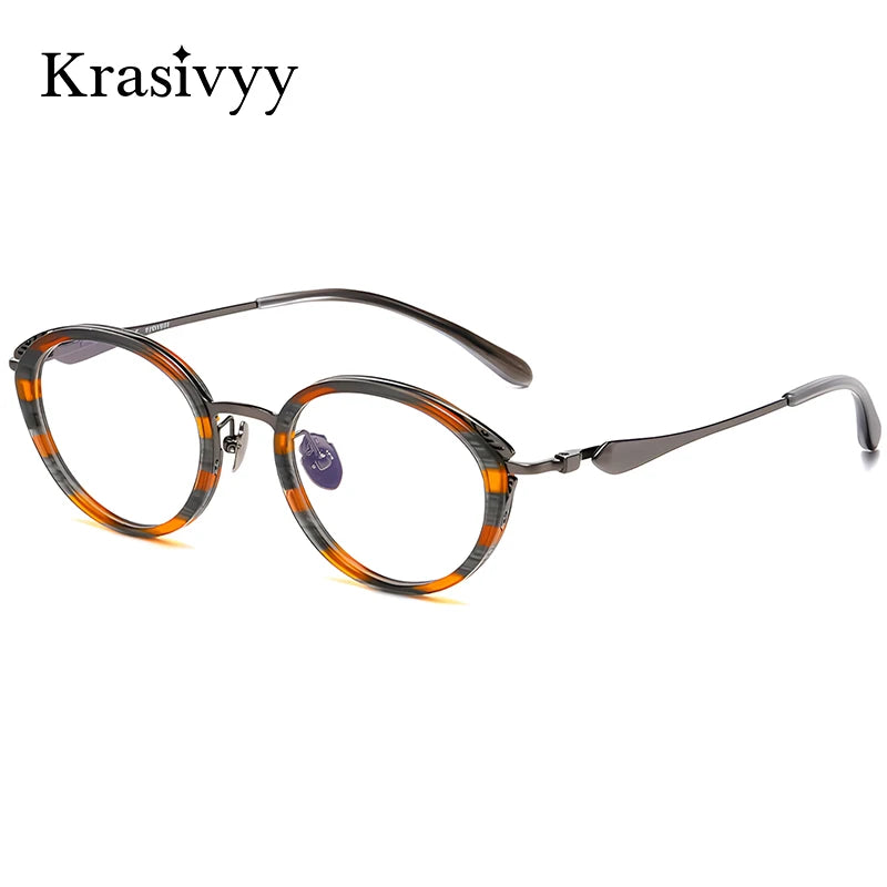 Krasivyy Unisex Full Rim Oval Titanium Prescription Eyeglasses KR6882