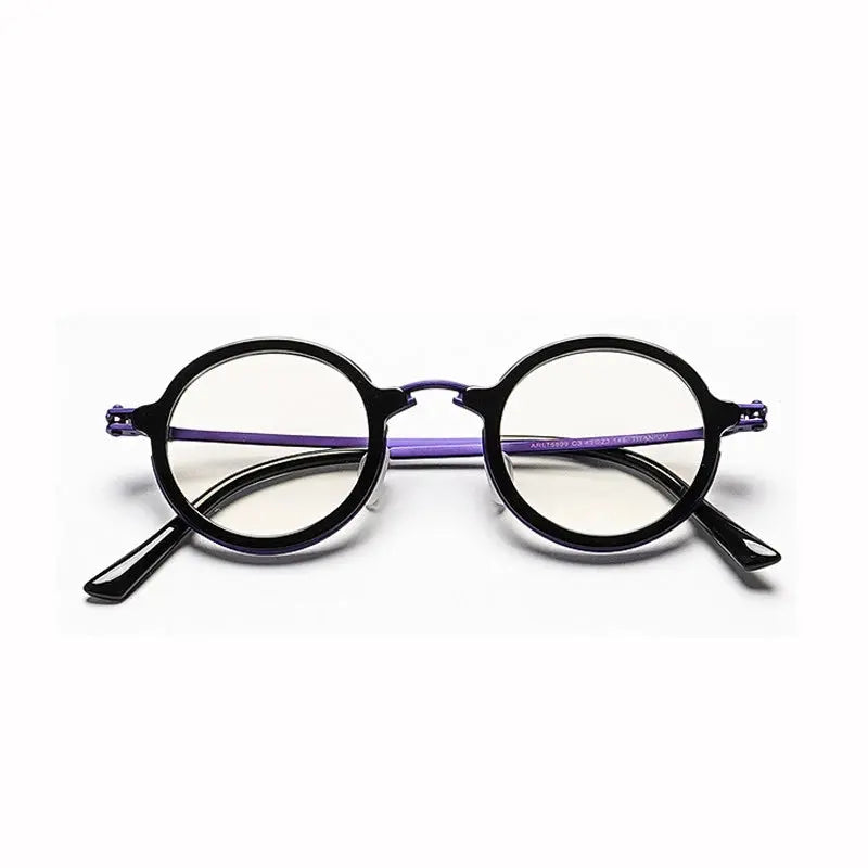 Bobbie 589900 Unisex 142mm Full Rim Round Acetate Titanium Frames FuzWeb