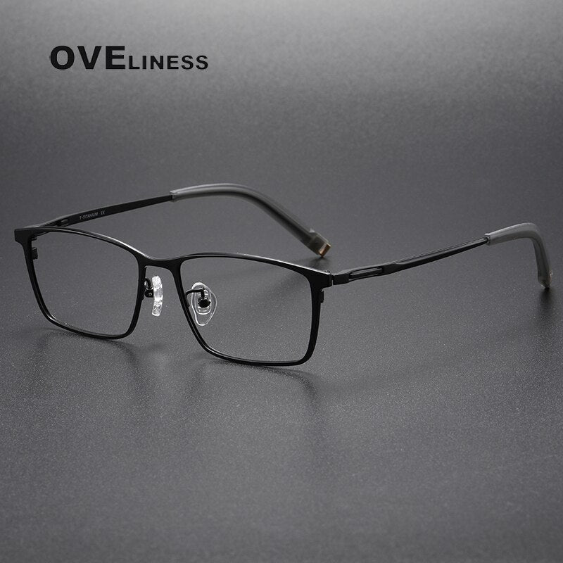 Oveliness Unisex Full Rim Square Titanium  Eyeglasses 80859 Full Rim Oveliness black  