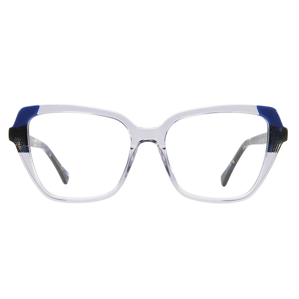 Esnbie Unisex Full Rim Square Polygon Cat Eye Acetate Eyeglasses 62323 Full Rim Esnbie   