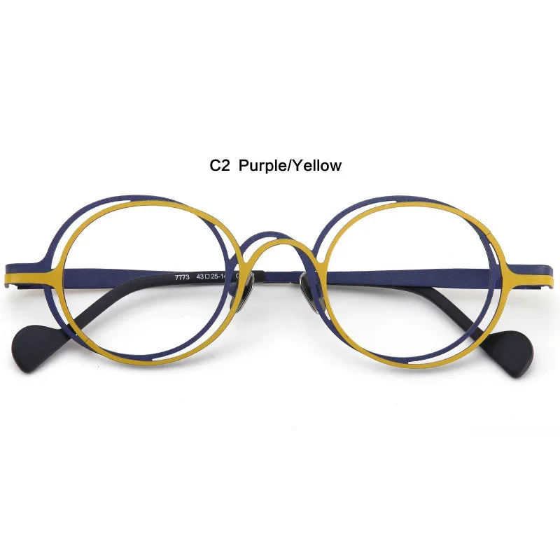 Aror Unisex Full Rim Double Round Titanium Eyeglasses 67773
