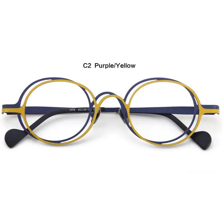 Aror Unisex Full Rim Double Round Titanium Eyeglasses 67773