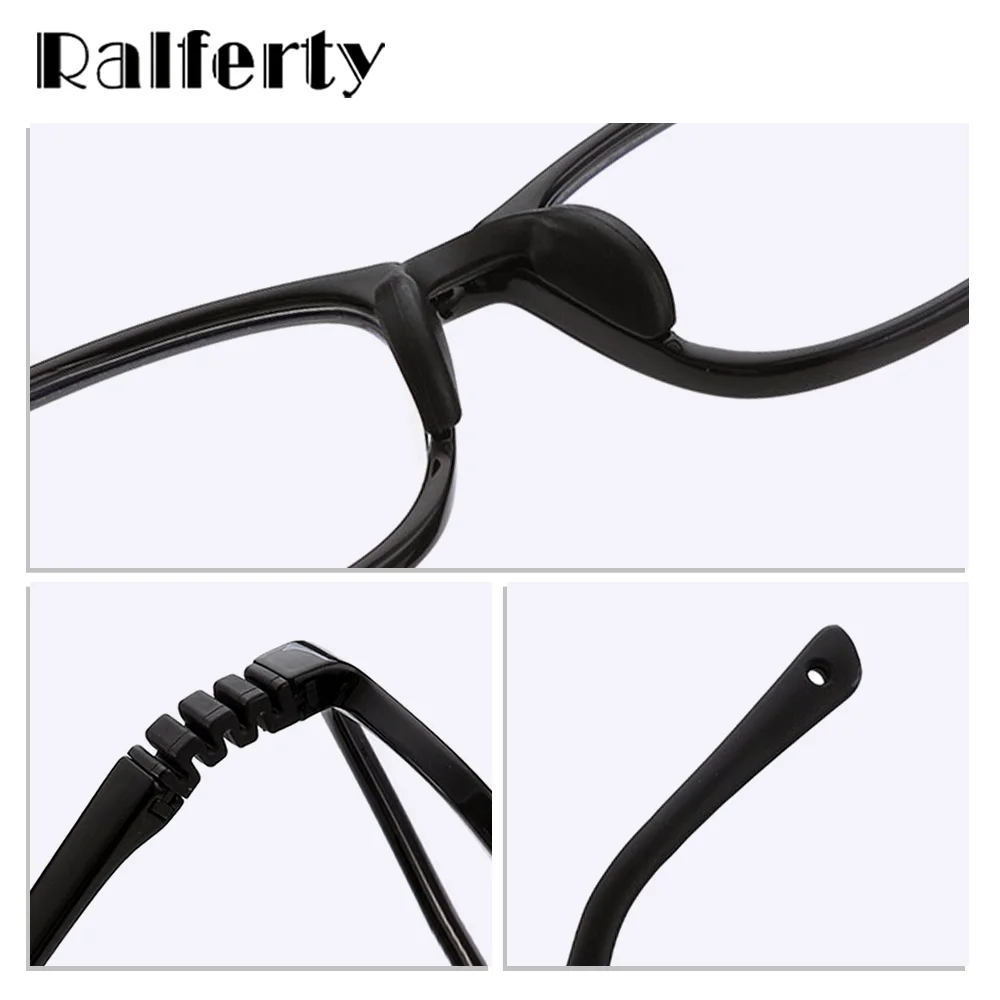 Ralferty Unisex Youth's Full Rim Square Acetate Eyeglasses Clip On Polarized Sunglasses R181 With Clip Ons Ralferty   