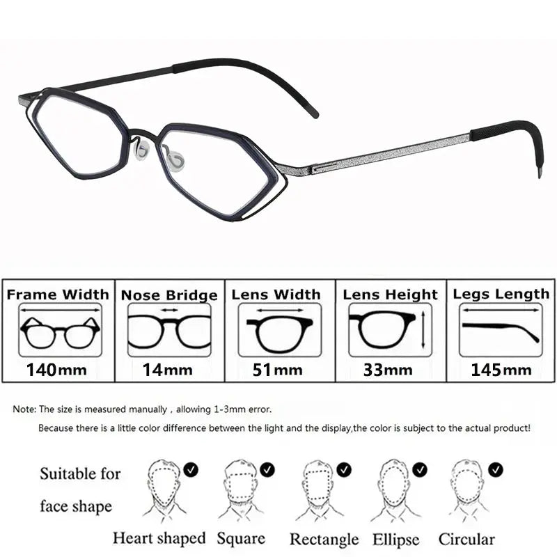 Bobbie 339576 Unisex Acetate Full Rim Polygon Oval Titanium Frames — view 2 | Bobbie at FuzWeb