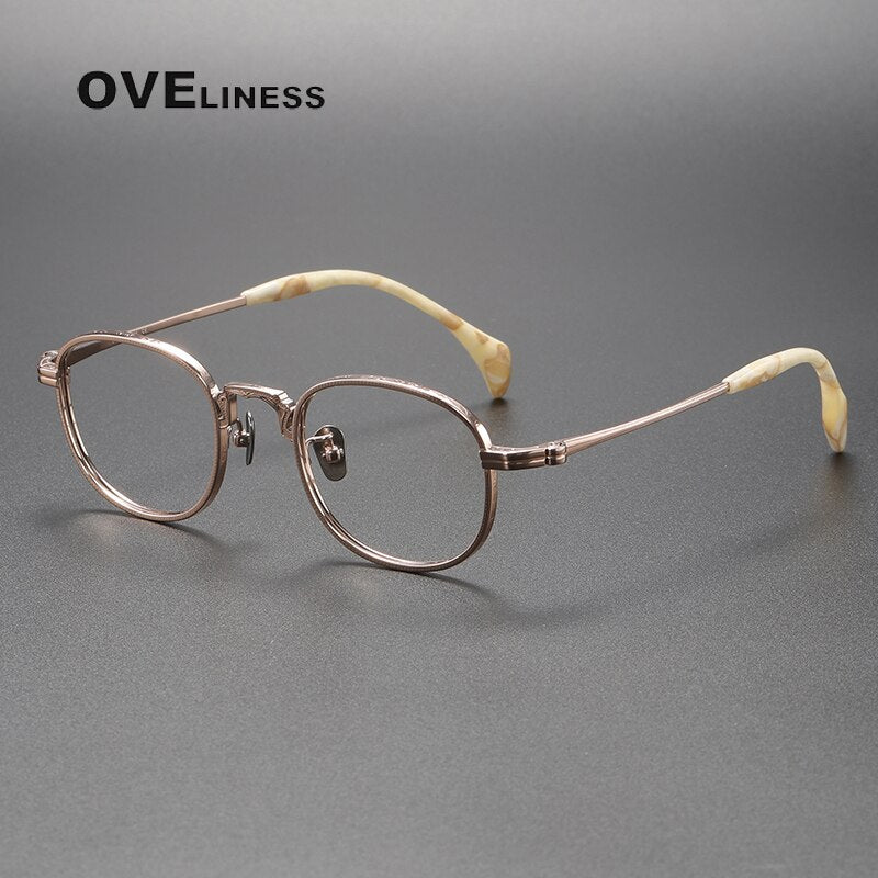 Oveliness Unisex Full Rim Square Titanium Eyeglasses 80866 Full Rim Oveliness rose gold  