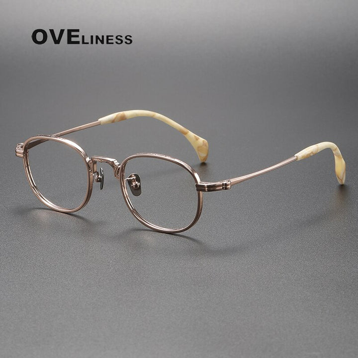 Oveliness Unisex Full Rim Square Titanium Eyeglasses 80866 Full Rim Oveliness rose gold  