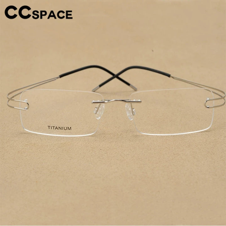 CCspace Unisex Rimless Rectangle Titanium Alloy Eyeglasses 300880 Rimless CCSpace   