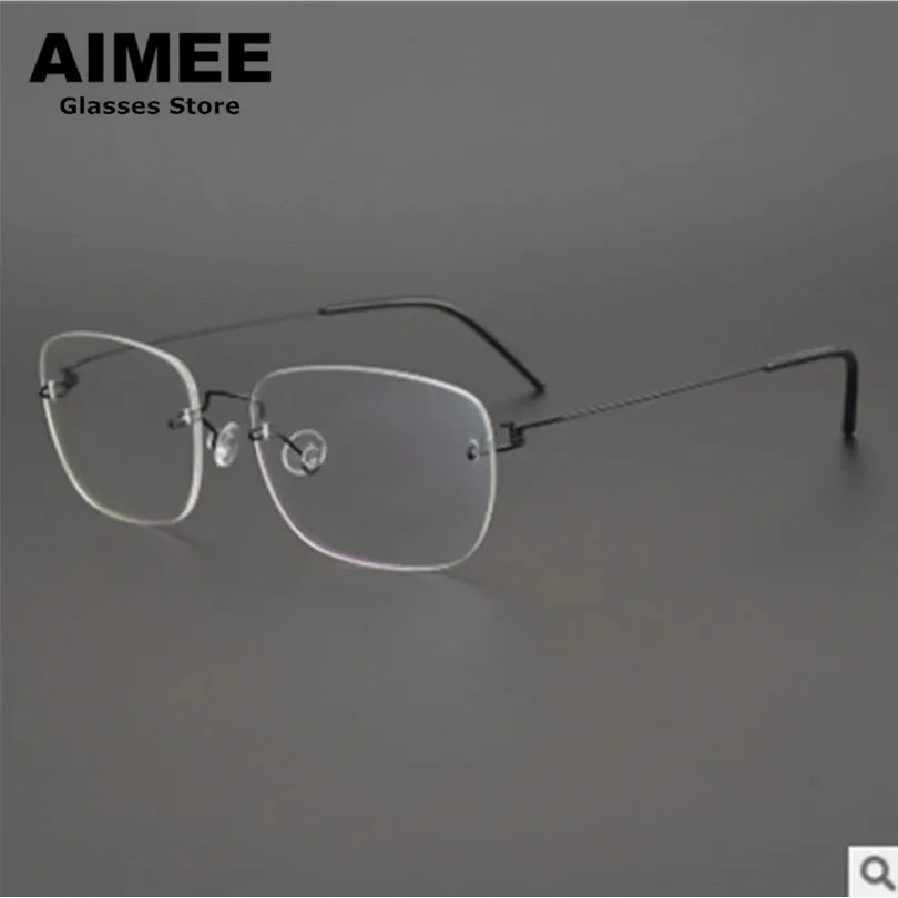 Aimee Unisex Rimless Square Titanium Eyeglasses 19900 Rimless Aimee   