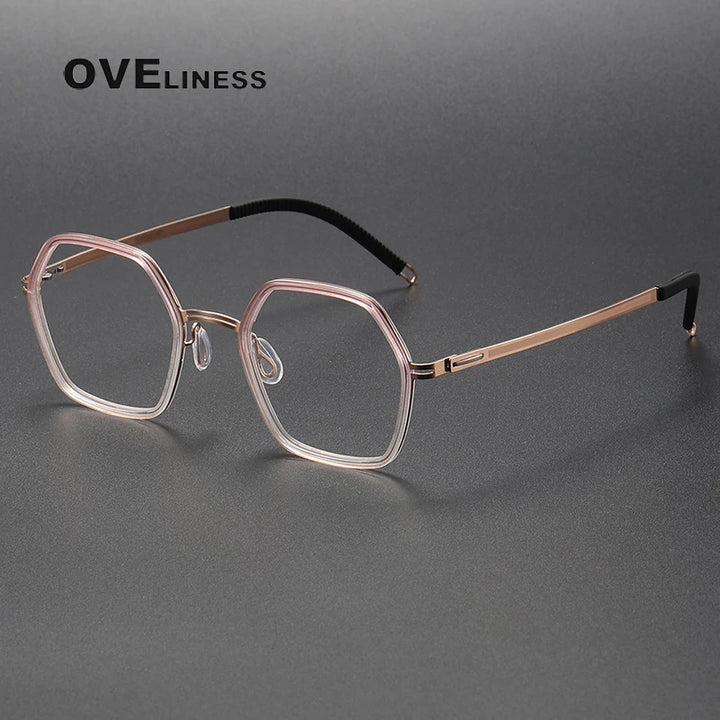 Oveliness Women's Full Rim Hexagon Acetate Titanium Eyeglasses 820222
