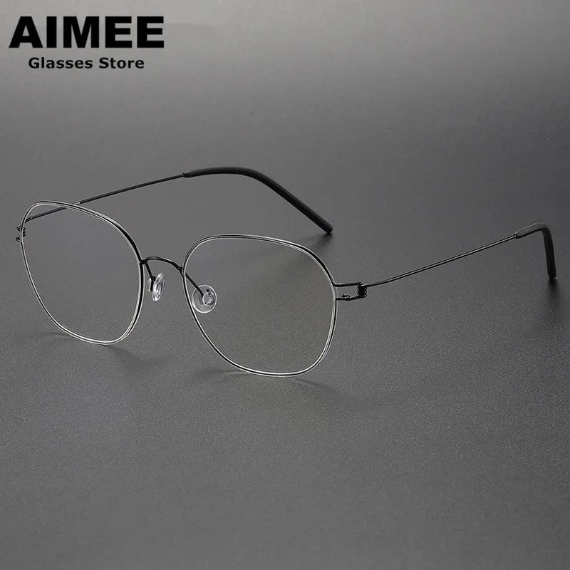 Aimee Unisex Full Rim Oval Square Screwless Titanium Eyeglasses 5417 Full Rim Aimee Black  