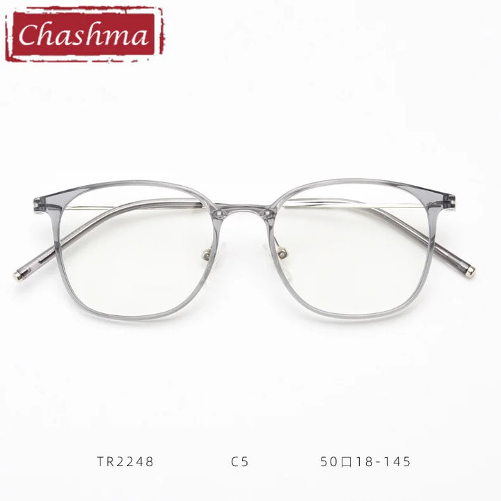 Chashma Women's Full Rim Square Tr 90 Titanium Eyeglasses 92248 Full Rim Chashma Transparent Gray