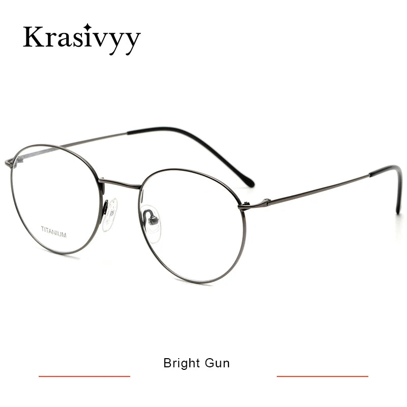 Krasivyy Women's Full Rim Oval Square Titanium Eyeglasses 916048 Full Rim Krasivyy Bright Gun