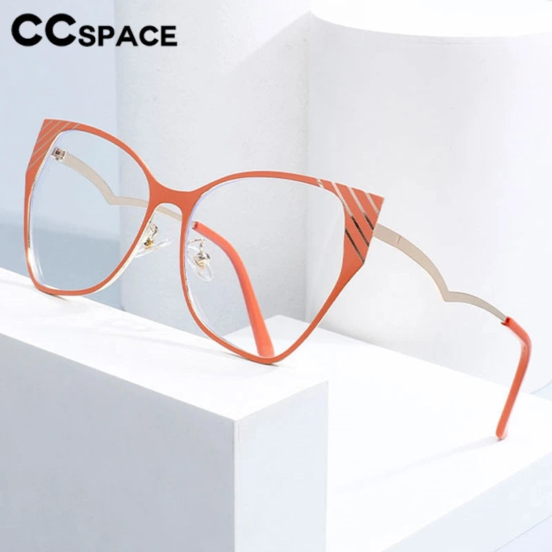 CCspace Women's Full Rim Square Butterfly Alloy Eyeglasses 300843 Full Rim CCSpace   