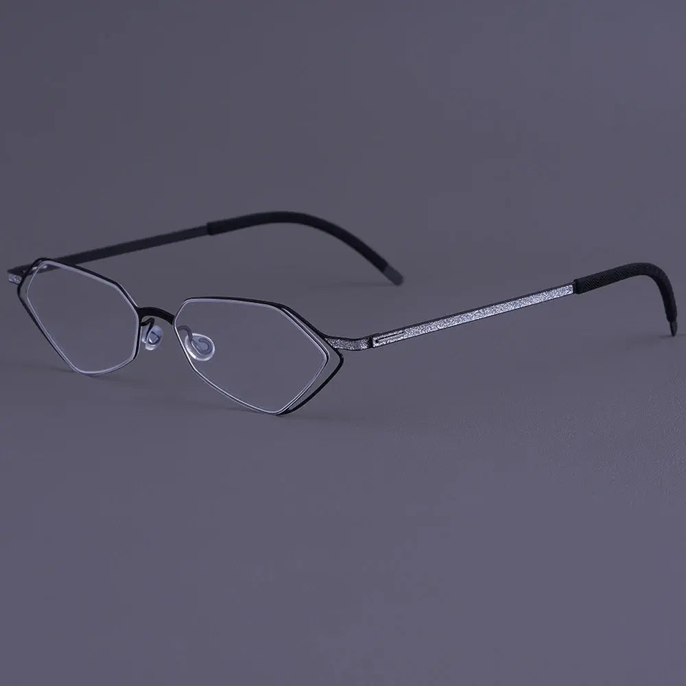 Bobbie 339541 Unisex Screwless Full Rim Polygon Oval Titanium Frames — view 1 | Bobbie at FuzWeb