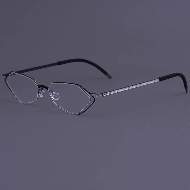 Bobbie 339541 Unisex Screwless Full Rim Polygon Oval Titanium Frames — view 1 | Bobbie at FuzWeb