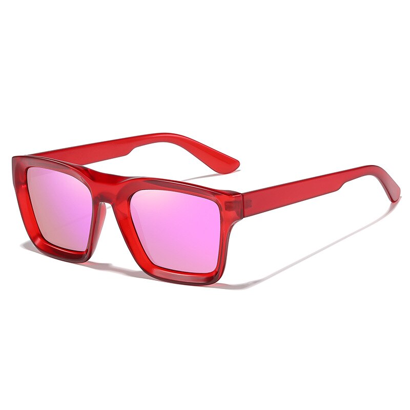 CCSpace Unisex Full Rim Square Acetate UV400 Sunglasses 56155 Sunglasses CCspace Sunglasses RedPink  