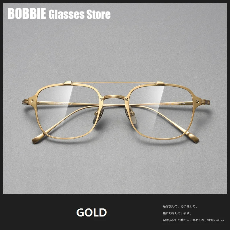 Bobbie Unisex Full Rim Square Double Bridge Titanium Eyeglasses 671319
