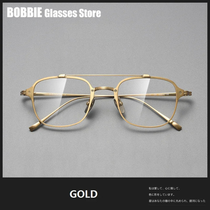 Bobbie Unisex Full Rim Square Double Bridge Titanium Eyeglasses 671319