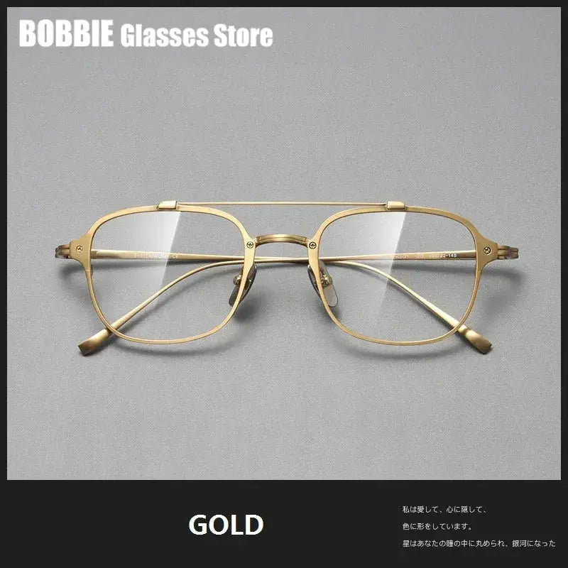 Bobbie 316900 Unisex Square Double Bridge Titanium Full Rim Frames FuzWeb
