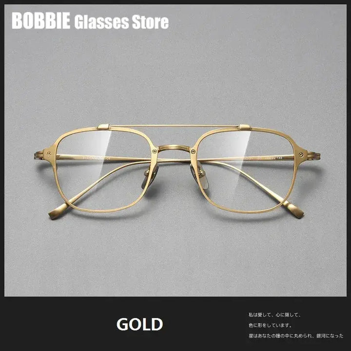 Bobbie 316900 Unisex Square Double Bridge Titanium Full Rim Frames FuzWeb