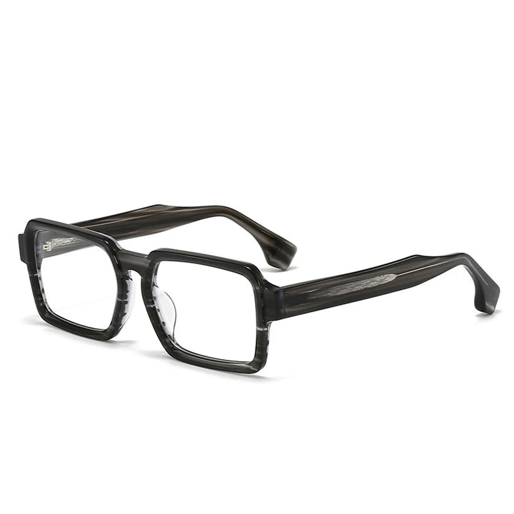 Black Mask Unisex Full Rim Square Thick Acetate Eyeglasses 21378 Full Rim Black Mask Stripes Gray  