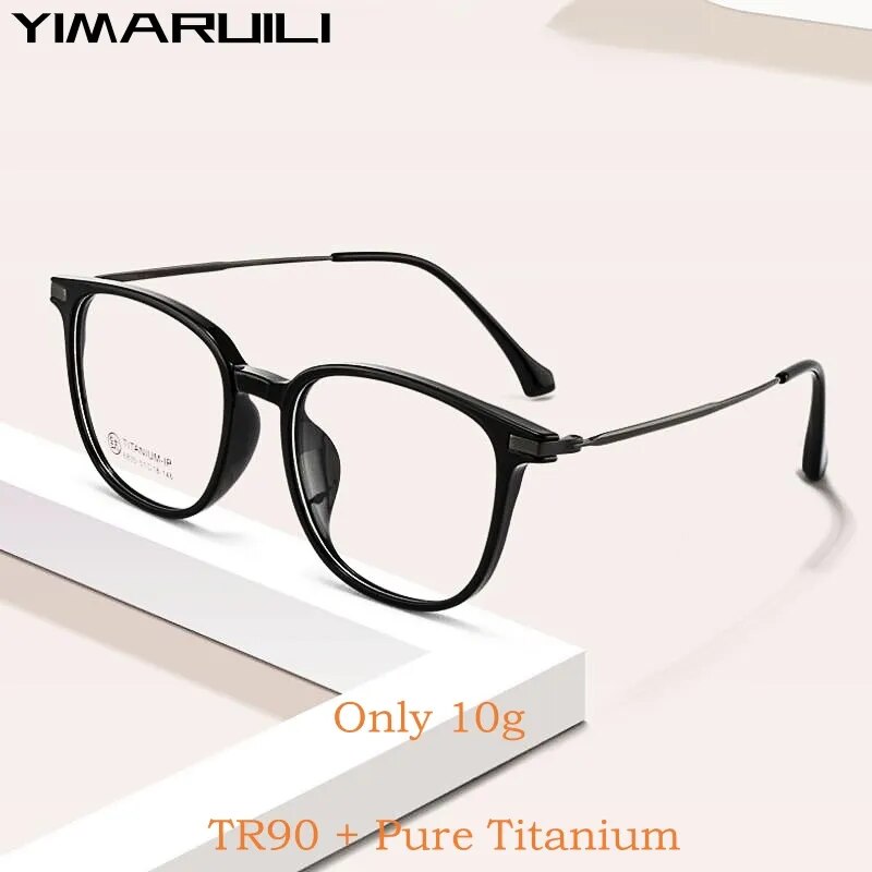 Yimaruili Unisex Full Rim Square  Tr 90 Titanium Eyeglasses 6830 Full Rim Yimaruili Eyeglasses   