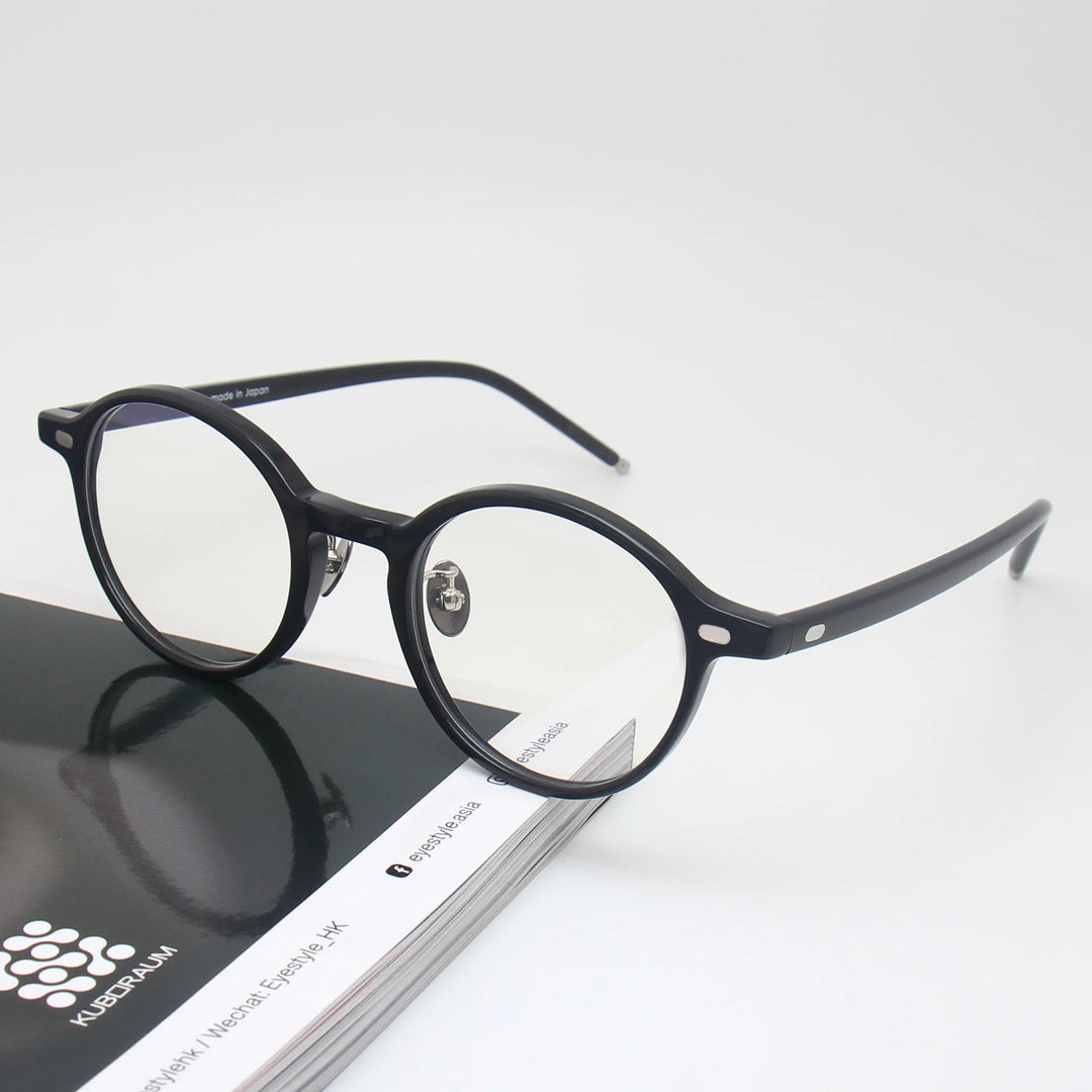 Black Mask Unisex Full Rim Round Acetate Eyeglasses 61705