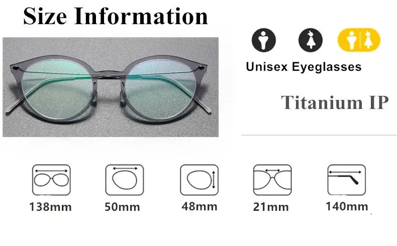 Aimee 654800 Women’s Full Rim Round Cat-Eye Screwless Titanium Frames FuzWeb