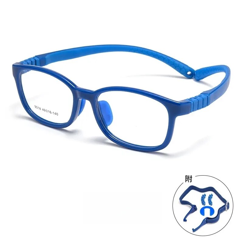 Yimaruili Unisex Children's Full Rim Square Screwless Tr 90 Silicone Eyeglasses 9018et Full Rim Yimaruili Eyeglasses Dark Blue  