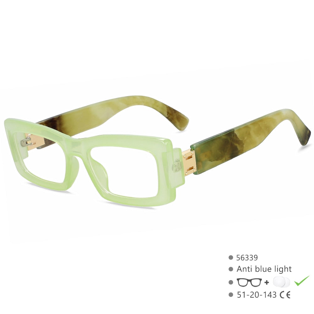 CCspace Women's Full Rim Rectangle Tr 90 Eyeglasses 56339 Full Rim CCspace C4ClearGreen  