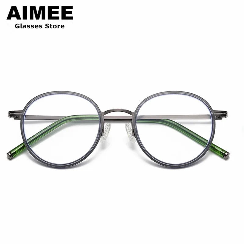 Aimee Unisex Full Rim Round Titanium Acetate Eyeglasses 6007 Full Rim Aimee   