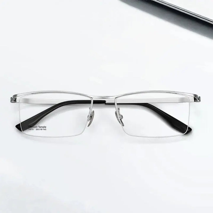 Gmei 200135 Mens Semi Rim Brow Line Square Titanium Frames — view 1 | Gmei Optical at FuzWeb