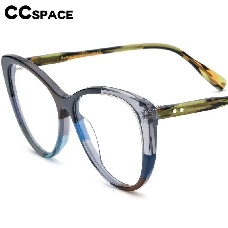 CCSpace Unisex Full Rim Square Cat Eye Acetate Eyeglasses 56932 Full Rim CCspace   