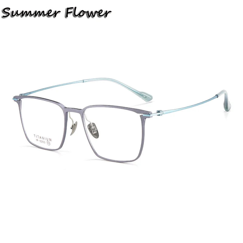 Summer Flower Men's Full Rim Square Titanium Eyeglasses 616253