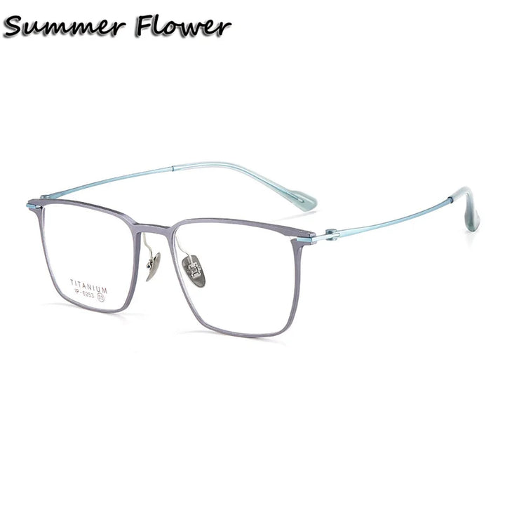 Summer Flower Men's Full Rim Square Titanium Eyeglasses 616253