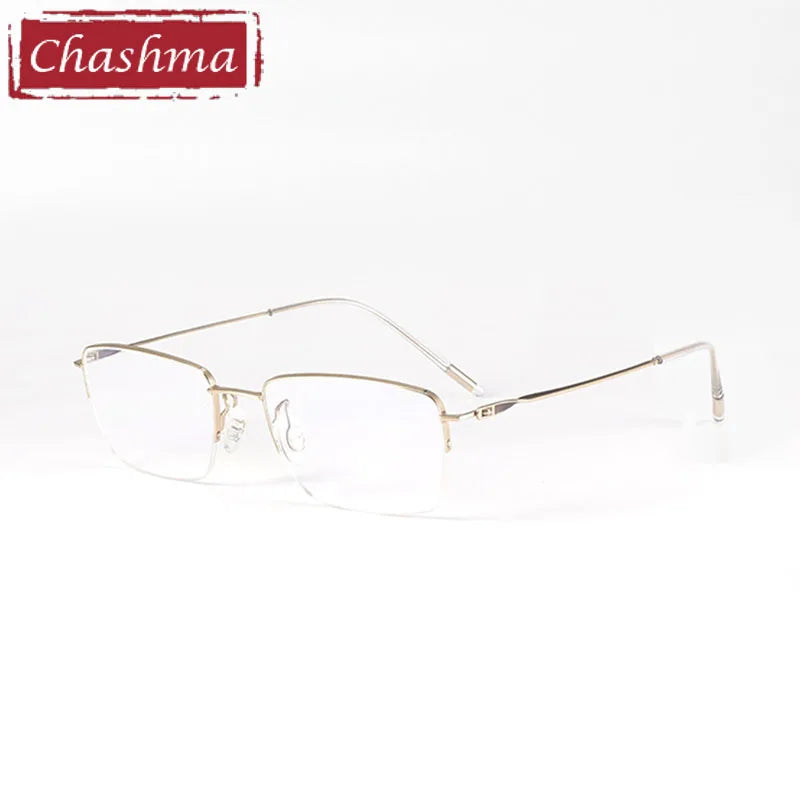 Chashma Men's Semi Rim Square Titanium Eyeglasses 7277 Semi Rim Chashma Light Gold Gray  