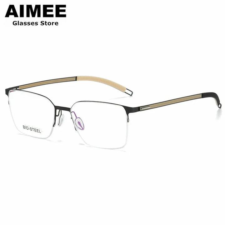 Aimee Unisex Semi Rim Square Screwless Titanium Eyeglasses 25519 Semi Rim Aimee   