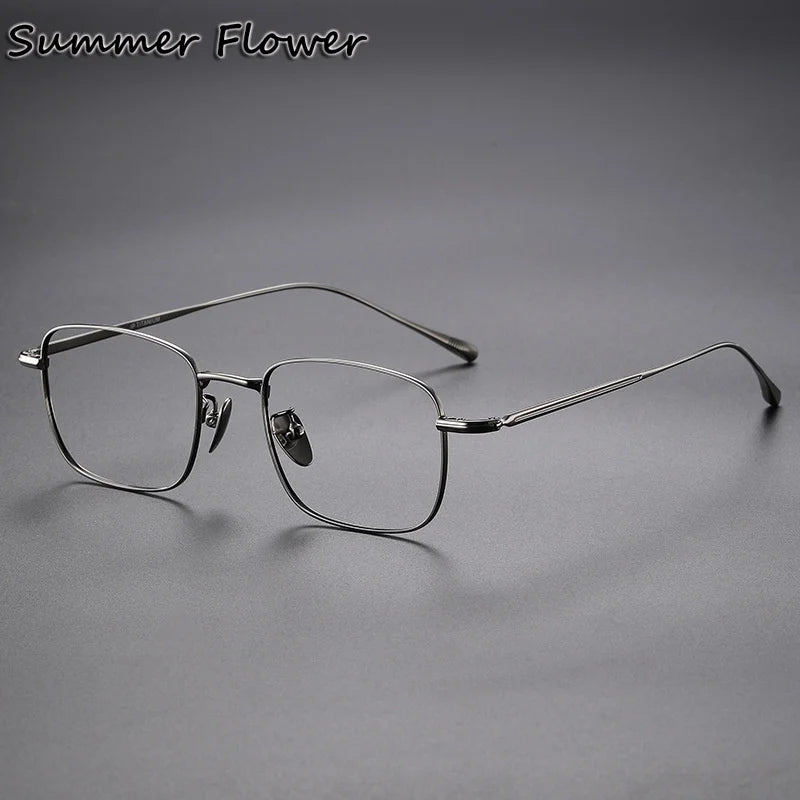 Summer Flower Unisex Full Rim Square Polygon Titanium Eyeglasses 618133