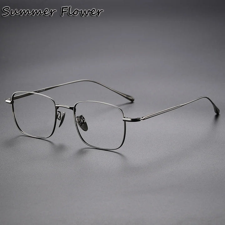 Summer Flower Unisex Full Rim Square Polygon Titanium Eyeglasses 618133