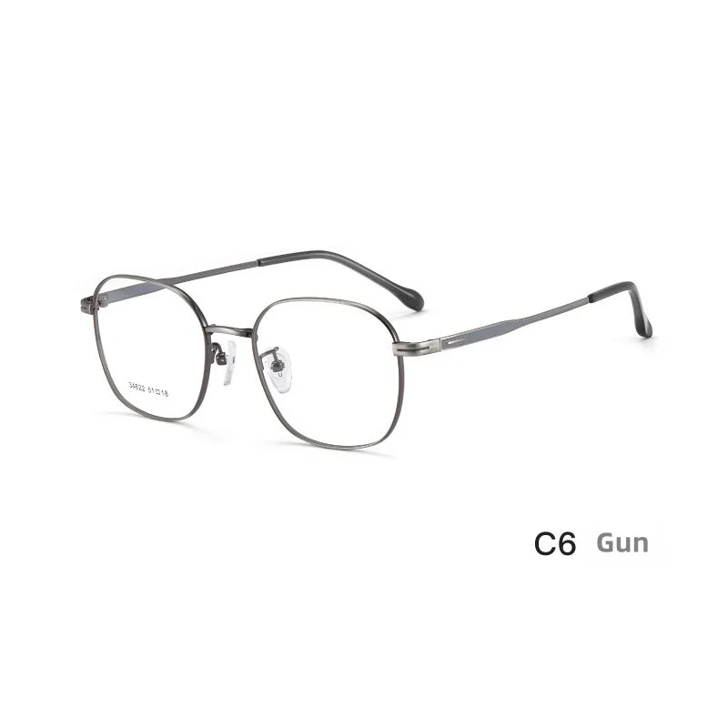 KatKani Men's Full Rim Polygon Square Alloy Eyeglasses 34622 Full Rim KatKani Eyeglasses GUN  