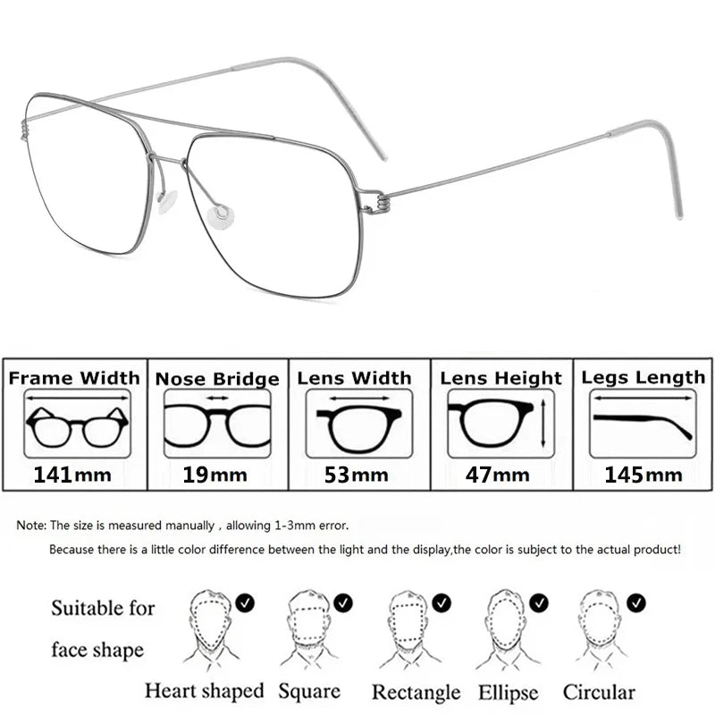 Aimee Unise Full Rim Square Double Bridge Titanium Eyeglasses 398201