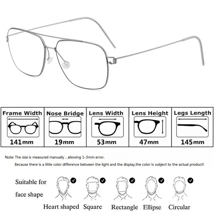Aimee Unise Full Rim Square Double Bridge Titanium Eyeglasses 398201