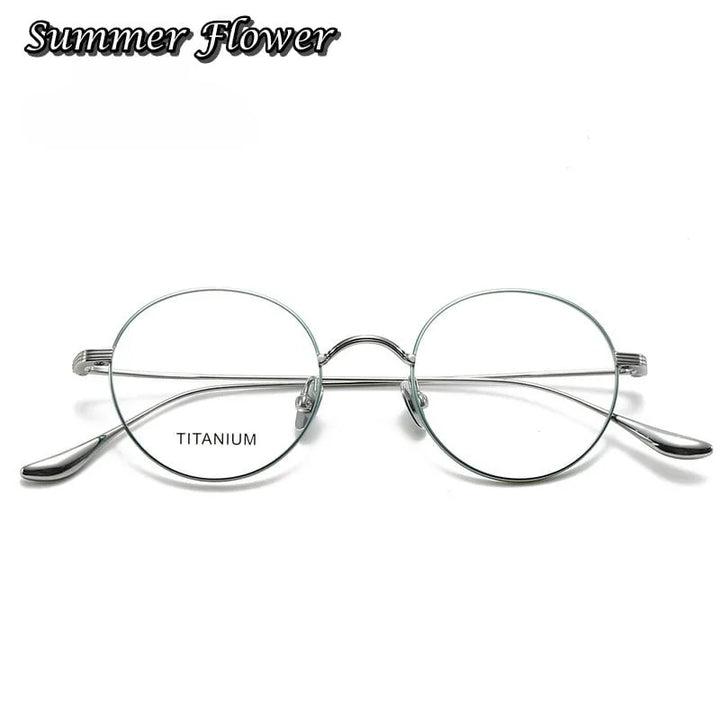 Summer Flower Women's Full Rim Round Titanium Eyeglasses 403061